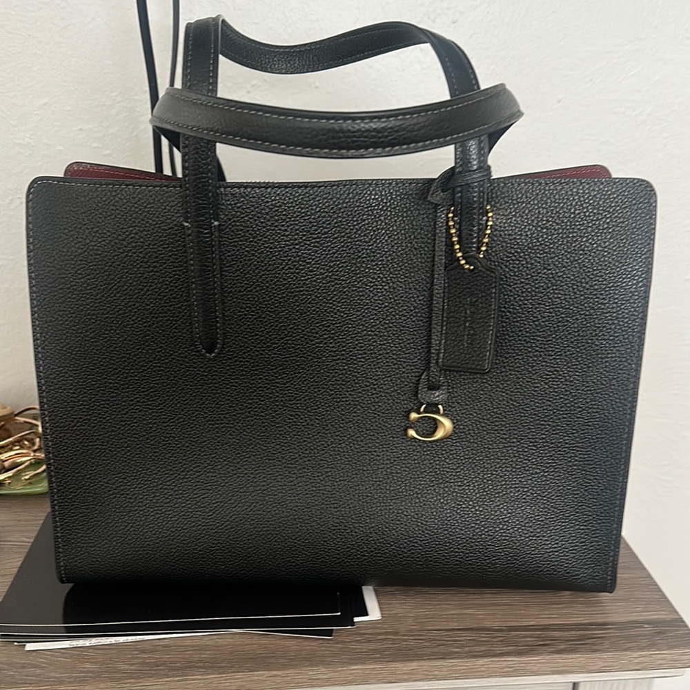 Elegant Black Leather Tote Bag